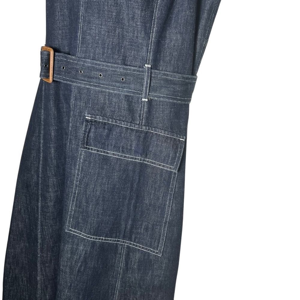 Polo Ralph Lauren Rigid Japanese Denim Indigo Fit Flare Belted Dress Contrast 14 - Picture 4 of 15